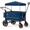 EVER ADVANCED Side-Unzip Wagon Stroller for 2 Kids, Push Pull Stroller with Adjustable Handle, Easy Access Zipper Door, 5-Point Harness Removable UV-Protection Canopy Shock-Absorbing Wheels, Blue view 1