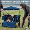 EVER ADVANCED Side-Unzip Wagon Stroller for 2 Kids, Push Pull Stroller with Adjustable Handle, Easy Access Zipper Door, 5-Point Harness Removable UV-Protection Canopy Shock-Absorbing Wheels, Blue view 2