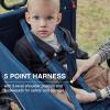 EVER ADVANCED Side-Unzip Wagon Stroller for 2 Kids, Push Pull Stroller with Adjustable Handle, Easy Access Zipper Door, 5-Point Harness Removable UV-Protection Canopy Shock-Absorbing Wheels, Blue view 3
