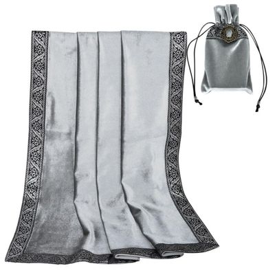 YYKSYDPT Tarot Tablecloth Tarot Tablecloth and Bag Set Square Divination with Bag Tarot Cloths (Gray2)