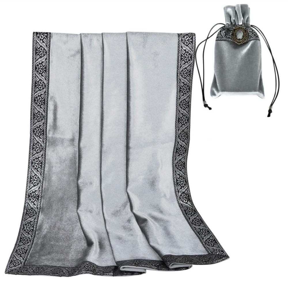 YYKSYDPT Tarot Tablecloth Tarot Tablecloth and Bag Set Square Divination with Bag Tarot Cloths (Gray2)