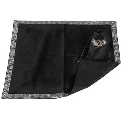 YYKSYDPT Tarot Tablecloth Tarot Tablecloth and Bag Set Square Divination with Bag Tarot Cloths (Black2)