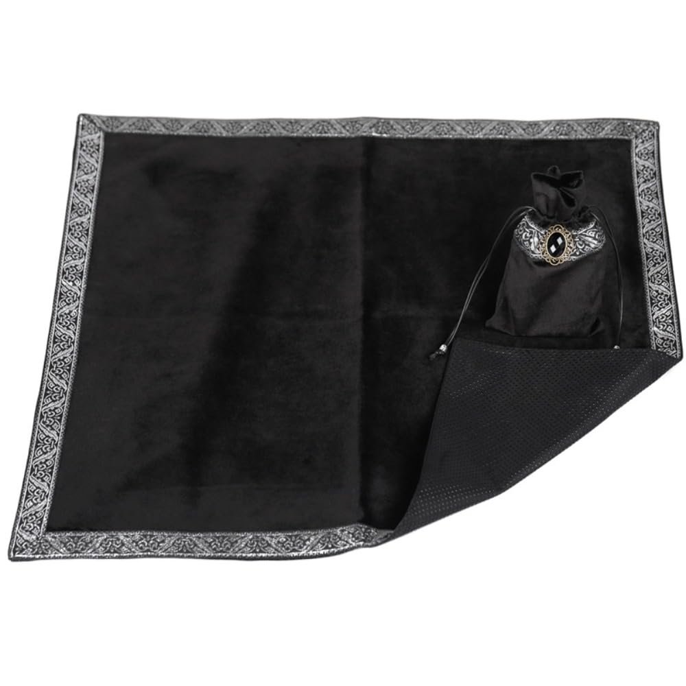 YYKSYDPT Tarot Tablecloth Tarot Tablecloth and Bag Set Square Divination with Bag Tarot Cloths (Black2)
