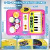 2-in-1 Musical Mat Toys for 1 2 3 4 5 Year Old, Piano Keyboard & Drum Set with 2 Drum Sticks, Early Educational Musical Learning Toys Birthday for 1 2 3 4 5 Year Old Girls & Boys, Pink view 2