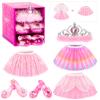 Jeowoqao Dress up Shoes Princess Dresses for Girls, Little Girls Princess Dress up Clothes Set 1pc TuTu Skirt with 3ps Skirt Veils, Play Toys for Girls Age 3 4 5 6 Years Birthday Gift view 1