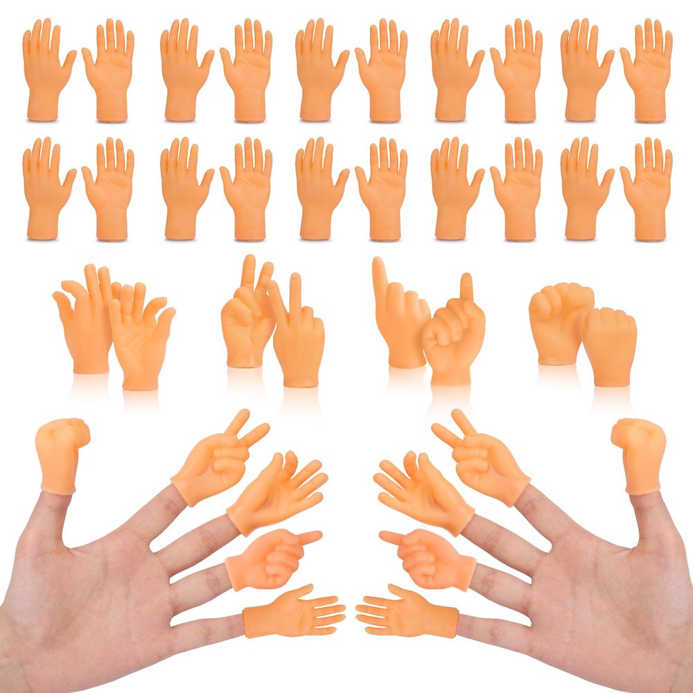 30 pcs Tiny Hands Finger Puppets, Mini Hands Little Small Hands mini Thing Gag Performance Funny Fingers for Puppet Show Gifts Classroom Prizes Party Favors for Kids (7 Styles)