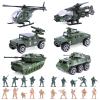 26 Pack Diecast Military Vehicles Set,6 Pack Assorted Alloy Metal Models Car Toys and 20 Pack Soldier Army Men,Mini Army Toy Tank,Panzer,Helicopter,Anti-Air Vehicle Party Favors for Kids view 1