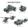 26 Pack Diecast Military Vehicles Set,6 Pack Assorted Alloy Metal Models Car Toys and 20 Pack Soldier Army Men,Mini Army Toy Tank,Panzer,Helicopter,Anti-Air Vehicle Party Favors for Kids view 2