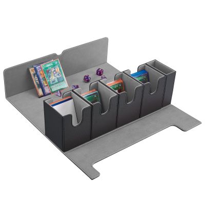 FOTEEMO Card Deck Box for MTG, 5 in 1 Commander Deck Box Trading Card Deck Storage Box Holding 400+ Sleeved Cards Magic Commander TCG Sports Card Box (Black and Grey)