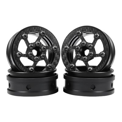 2.2 beadlock Wheels 4PCS Carbon Fiber Wheel Rims for 1/10 RC Crawler Cheater Rigs Capra SCX10 Pro TF2 Element Enduro TRX4 Upgrades accessories (Carbon Fiber 2.2 beadlock Wheels A)