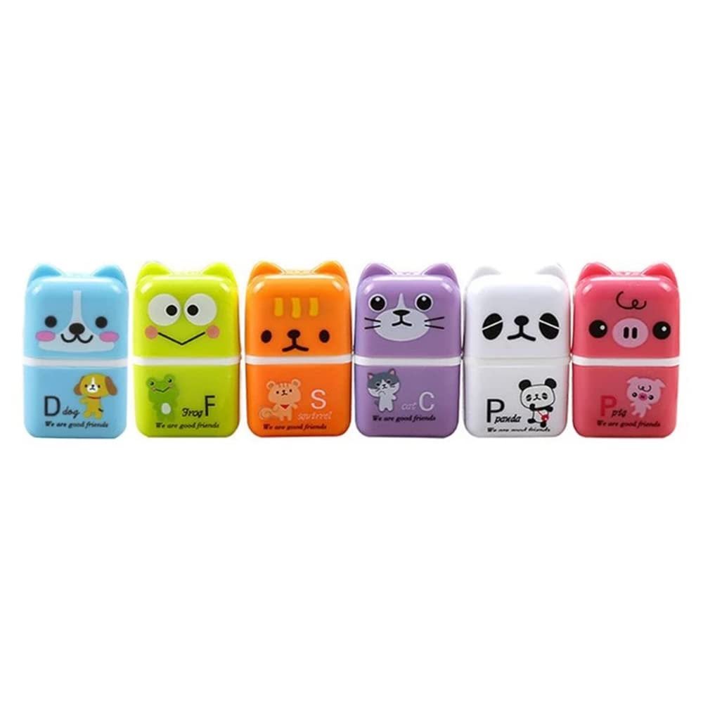 6 Pieces Erasers Roller Erasers Portable Cube Pencil Flexible Rubber Cute Animal Durable Soft Erasers Gift Eraser with Roller Cases for School, Office, Kids
