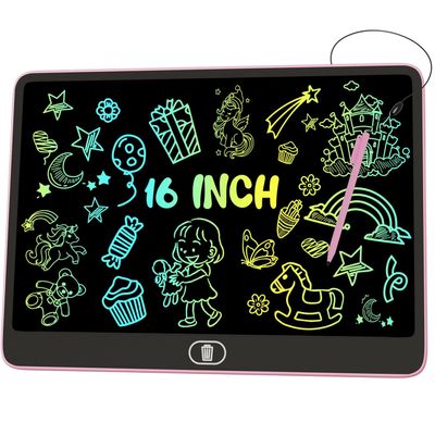 16 Inch LCD Writing Tablet for Kids [Upgraded], Electight Colorful Doodle Board, Eye Protection Drawing Tablet with High Brightness, Birthday Gift & Trip Toy for 3-8 Years Old Boys and Girls (Pink)