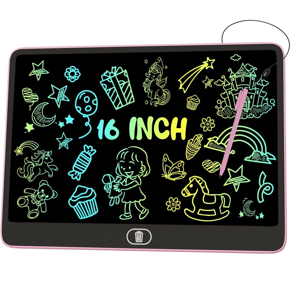 16 Inch LCD Writing Tablet for Kids [Upgraded], Electight Colorful Doodle Board, Eye Protection Drawing Tablet with High Brightness, Birthday Gift & Trip Toy for 3-8 Years Old Boys and Girls (Pink)