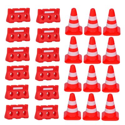 Alasum Kids Simulation Driving Toy Mini Road Cones and Fences Set with 48 Traffic Roadblocks Educational Plaything for Outdoor Cognitive Learning