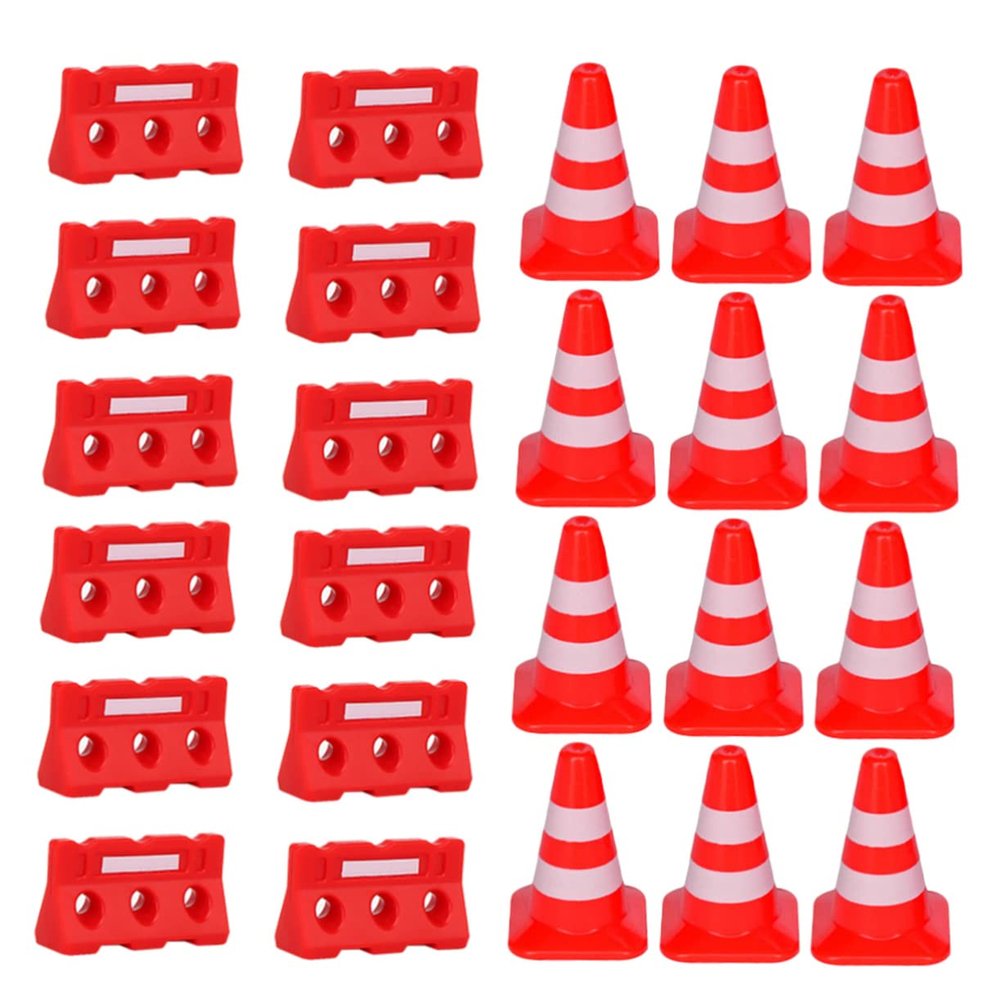 Alasum Kids Simulation Driving Toy Mini Road Cones and Fences Set with 48 Traffic Roadblocks Educational Plaything for Outdoor Cognitive Learning