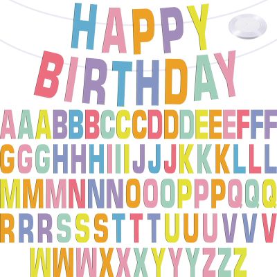 78 Pcs Make Your Own Banner Kits Large Size 6 Inch DIY Glitter Letter Pack Reuse Letters Banner Kit with White Ribbon for Birthday Wedding Shower Party Favor Wedding Wall Decor (Macaron Color)