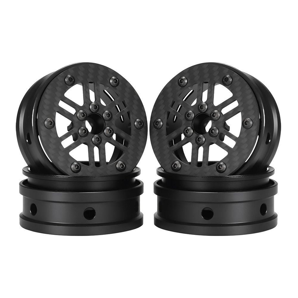 2.2 beadlock Wheels 4PCS Carbon Fiber Wheel Rims for 1/10 RC Crawler Cheater Rigs Capra SCX10 Pro TF2 Element Enduro TRX4 Upgrades accessories (Carbon Fiber 2.2 beadlock Wheels E)