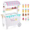 HONEY JOY Kids Ice Cream Cart, Wooden Grocery Store Playset w/12 Pieces Play Accessories, Display Rack & Freezer Compartment, Toddler Pretend Play Dessert Shop Counter Stand Truck, Gift for Boys Girls view 1