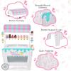 HONEY JOY Kids Ice Cream Cart, Wooden Grocery Store Playset w/12 Pieces Play Accessories, Display Rack & Freezer Compartment, Toddler Pretend Play Dessert Shop Counter Stand Truck, Gift for Boys Girls view 2