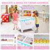 HONEY JOY Kids Ice Cream Cart, Wooden Grocery Store Playset w/12 Pieces Play Accessories, Display Rack & Freezer Compartment, Toddler Pretend Play Dessert Shop Counter Stand Truck, Gift for Boys Girls view 3