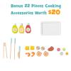 INFANS Kids Grill Playset, Wooden Pretend BBQ Toy Set with 21 Food Accessories, Role Play Kitchen Cooking Set Gift for Toddlers Boys Girls Age 3+ view 4