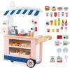 HONEY JOY Kids Food Cart, 30-Piece Toddler Pretend Play Grocery Store Playset w/Cash Register & Scale, Wooden Dessert Shop Play Market, Children Beverage Stand Cart w/Wheels, Gift for Boys Girls view 1