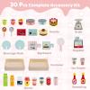 HONEY JOY Kids Food Cart, 30-Piece Toddler Pretend Play Grocery Store Playset w/Cash Register & Scale, Wooden Dessert Shop Play Market, Children Beverage Stand Cart w/Wheels, Gift for Boys Girls view 4