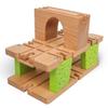 3 Level Wooden Bridge and Train Tunnel - Zany Trains - Toxic Turnpike - Viaduct Arch Bridge - Wooden Train Tracks Compatible with All Major Brands - Train Set Accessories Table view 1