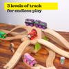3 Level Wooden Bridge and Train Tunnel - Zany Trains - Toxic Turnpike - Viaduct Arch Bridge - Wooden Train Tracks Compatible with All Major Brands - Train Set Accessories Table view 3