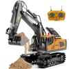 ID Gerilla Remote Control Excavator, 11CH RC Construction Truck Toy with Metal Shovel, Lights, Sounds and Turns 680 Degree, Christmas Birthday Gift for Kids Boys Aged 4 5 6 7 8-12 view 1
