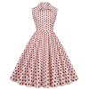 50s Dresses Vintage Button Down Shirt Dress Retro Rockabilly Sleeveless Polka Dot Audrey Prom Party Dress for Girls Hot Pink view 1