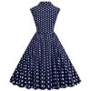 50s Dresses Vintage Button Down Shirt Dress Retro Rockabilly Sleeveless Polka Dot Audrey Prom Party Dress for Girls Navy view 4