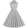 50s Dresses Vintage Button Down Shirt Dress Retro Rockabilly Sleeveless Polka Dot Audrey Prom Party Dress for Girls White view 1