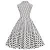 50s Dresses Vintage Button Down Shirt Dress Retro Rockabilly Sleeveless Polka Dot Audrey Prom Party Dress for Girls White view 2