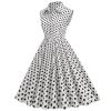 50s Dresses Vintage Button Down Shirt Dress Retro Rockabilly Sleeveless Polka Dot Audrey Prom Party Dress for Girls White view 3