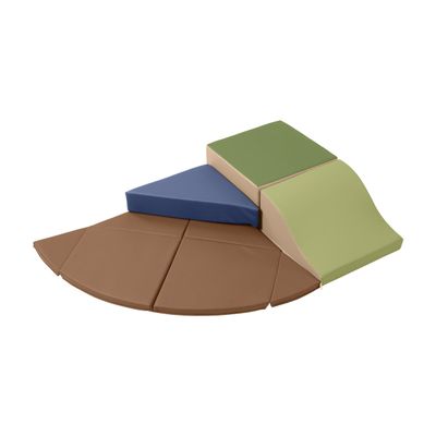 ECR4Kids SoftZone Junior Adventurer's Summit Slide, Corner Climber, Earthtone, 4-Piece