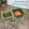 ECR4Kids 2-Station Sand and Water Adjustable Play Table, Sensory Bins, Fern Green/Hunter Green view 4