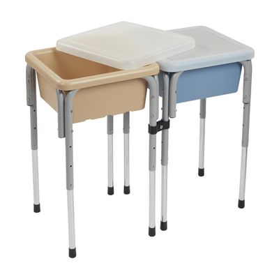 ECR4Kids 2-Station Sand and Water Adjustable Play Table, Sensory Bins, Sand/Powder Blue