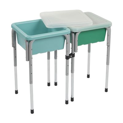 ECR4Kids 2-Station Sand and Water Adjustable Play Table, Sensory Bins, Seafoam/Emerald