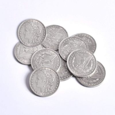 blue-ther Metal Magic Coins Steel Morgan Dollar Coin Magic Trick (3.8cm Dia) Copy Coin Magic Props Accessories (10Pcs)