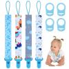 4 Pcs Baby Dummy Strap Clip, Pacifier Clip Dummy Holder Straps with 4 Silicone Adapter, Soother Chains Clips Fit All, Soothers, Teething Toys, Baby Essentials (4 Pcs Blue) view 1
