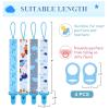 4 Pcs Baby Dummy Strap Clip, Pacifier Clip Dummy Holder Straps with 4 Silicone Adapter, Soother Chains Clips Fit All, Soothers, Teething Toys, Baby Essentials (4 Pcs Blue) view 2