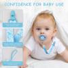 4 Pcs Baby Dummy Strap Clip, Pacifier Clip Dummy Holder Straps with 4 Silicone Adapter, Soother Chains Clips Fit All, Soothers, Teething Toys, Baby Essentials (4 Pcs Blue) view 4