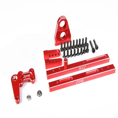 GTBRacing Metal Bulkhead Linkage Steering Servo Engine Mount Upgrade Part Set for 1/8 Kyosho RC Car Mad Force Kruiser Foxx Mad Crusher (Red)