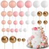 ASTARON 32 Pcs Ball Cake Topper Decorations Mini Balloons Cake Topper Sticks Foam Balls Cake Picks Cake Topper Balls Cake Decorations for Wedding Party Birthday Cake Decorations (Rose goldPink) view 1