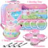 Tea Set for Little Girls,PRE-WORLD 50PCS Princess Tea Party Time Toy Including Dessert,Cookies,Doughnut,Teapot Tray Cake, Tablecloth & Carrying Case,Kids Kitchen Pretend Play for Girls Boys Age 3-6 view 4