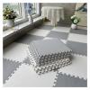 10 Pcs Carpet Interlocking Foam Mats, Cotton Linen Puzzle Play Mat - Perfect for Floor Protection, Garage, Exercise, Yoga, Playroom (12" X 12" - 10 Tiles)(Color:Light Gray+White) view 1