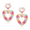 Bohemian Round Hoop Earrings and Raffia Double Heart Earrings view 3