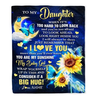 TeesNow Personalized to My Daughter Blanket from Mom Dad Father Butterfly I Will Always Be There Daughter Birthday Graduation Christmas Customized Fleece Blanket (30 x 40 in Baby Size)