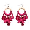 Boho Raffia Hoop Earrings and Wooden Rings Tassel Earrings view 3